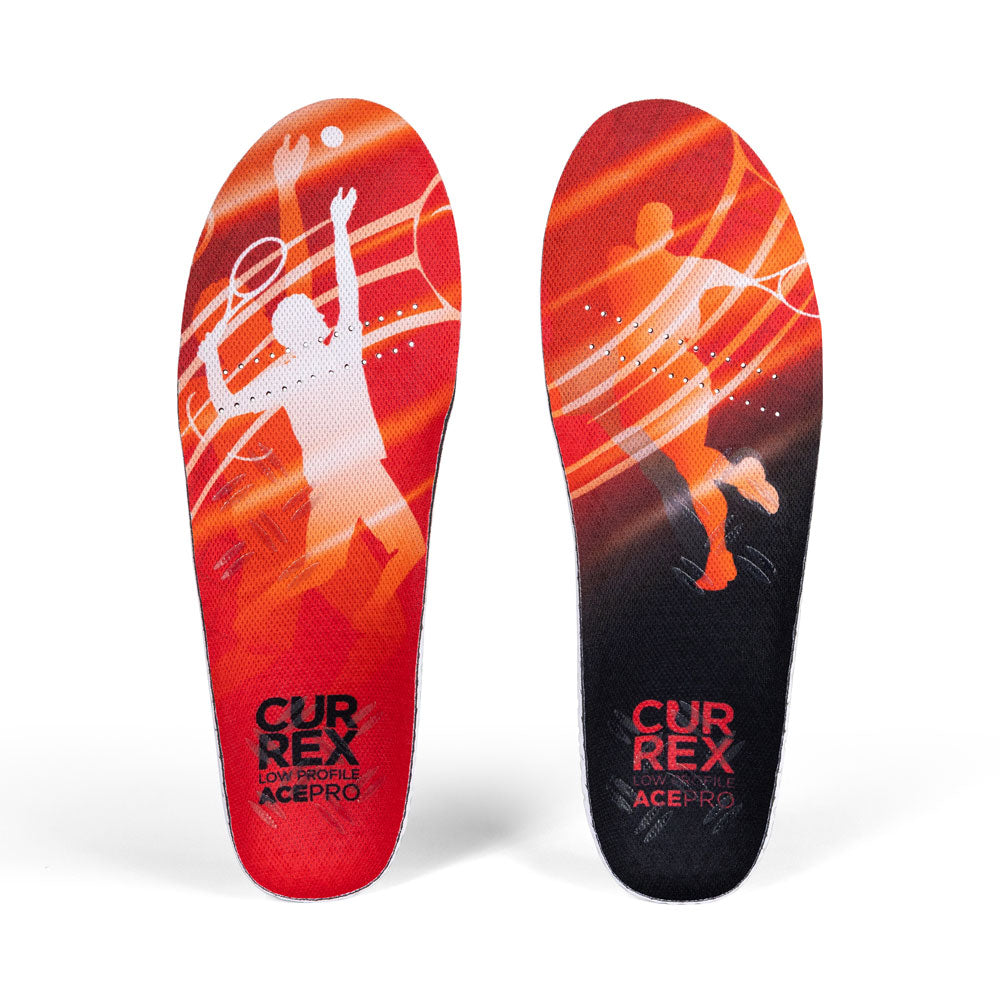 Top view of red colored ACEPRO low profile pair of insoles #1-wahle-dein-profil_low