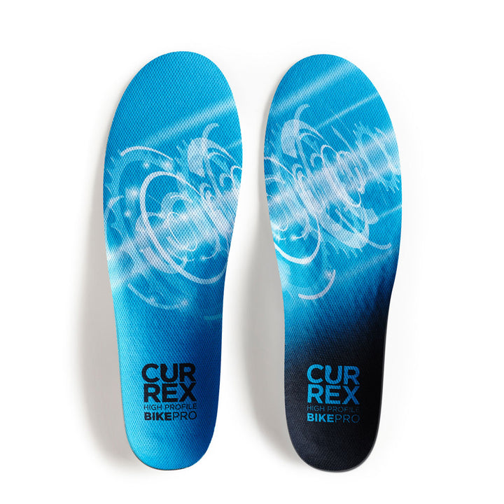 Top view of blue colored BIKEPRO high profile pair of insoles #1-wahle-dein-profil_high