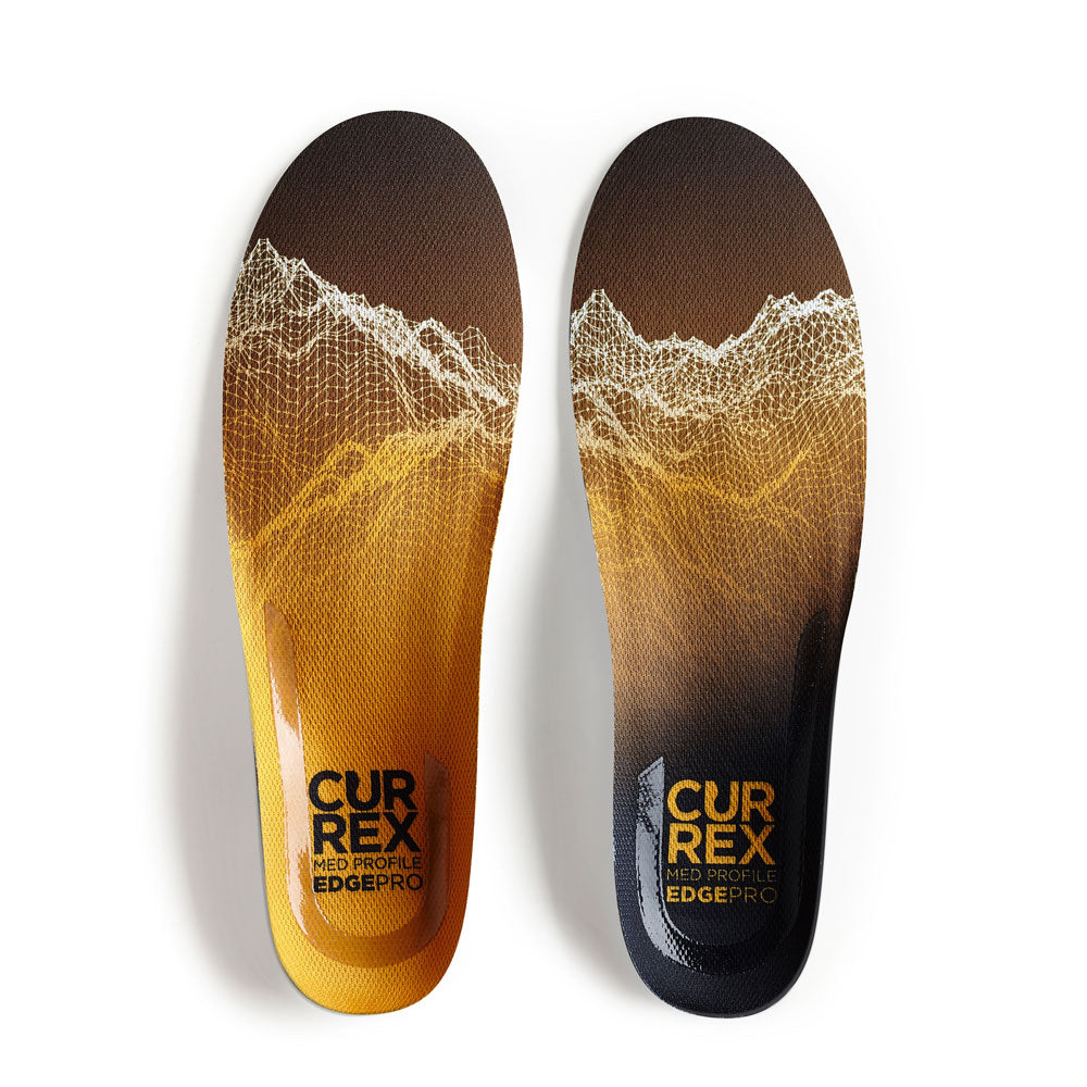 Top view of yellow colored EDGEPRO medium profile pair of insoles #1-wahle-dein-profil_med