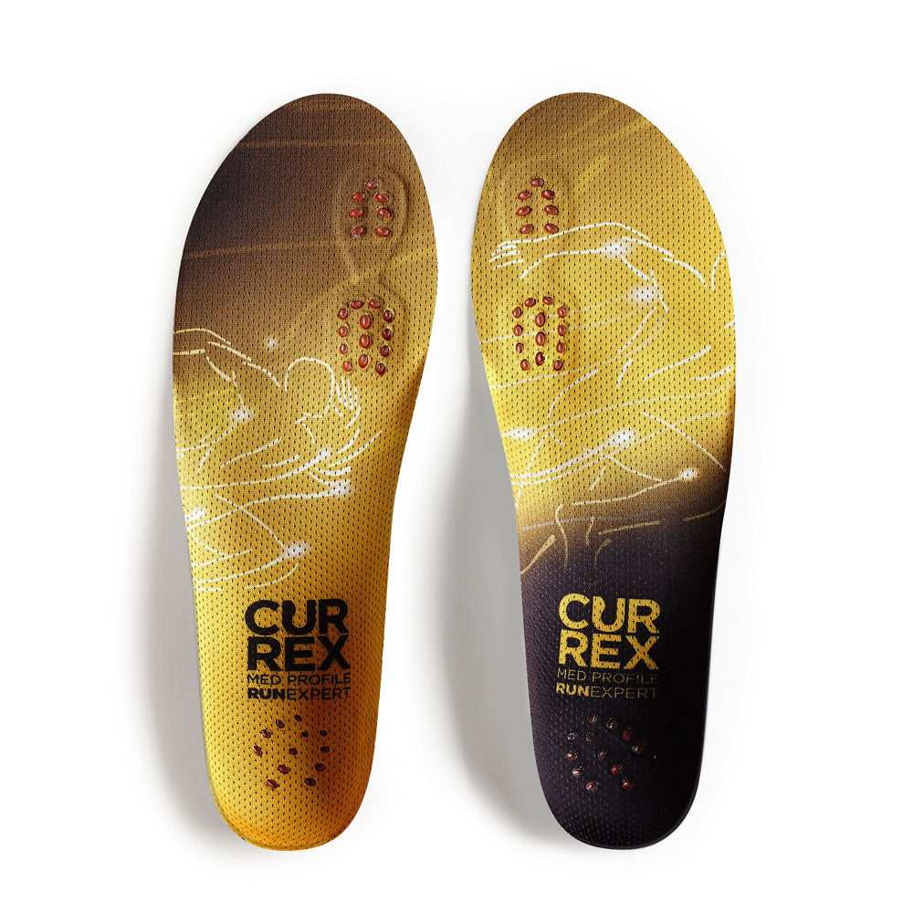 Top view of yellow colored RUNEXPERT medium profile pair of insoles #1-wahle-dein-profil_med