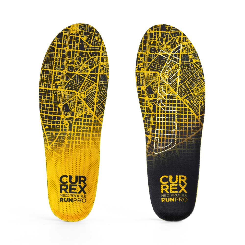 Top view of yellow colored RUNPRO medium profile pair of insoles #1-wahle-dein-profil_med