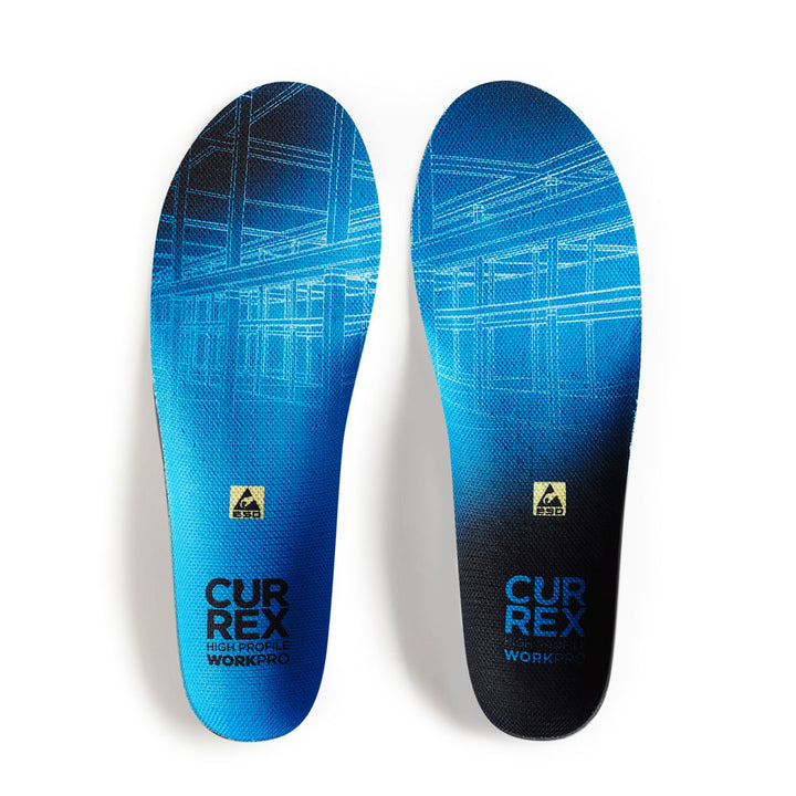 Top view of blue colored WORK high profile pair of insoles #1-wahle-dein-profil_high