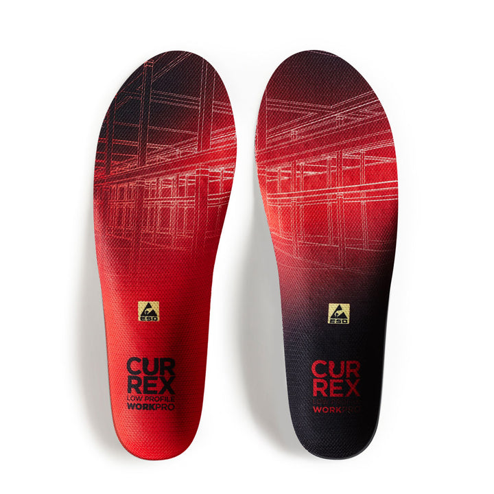 Top view of red colored WORK low profile pair of insoles #1-wahle-dein-profil_low