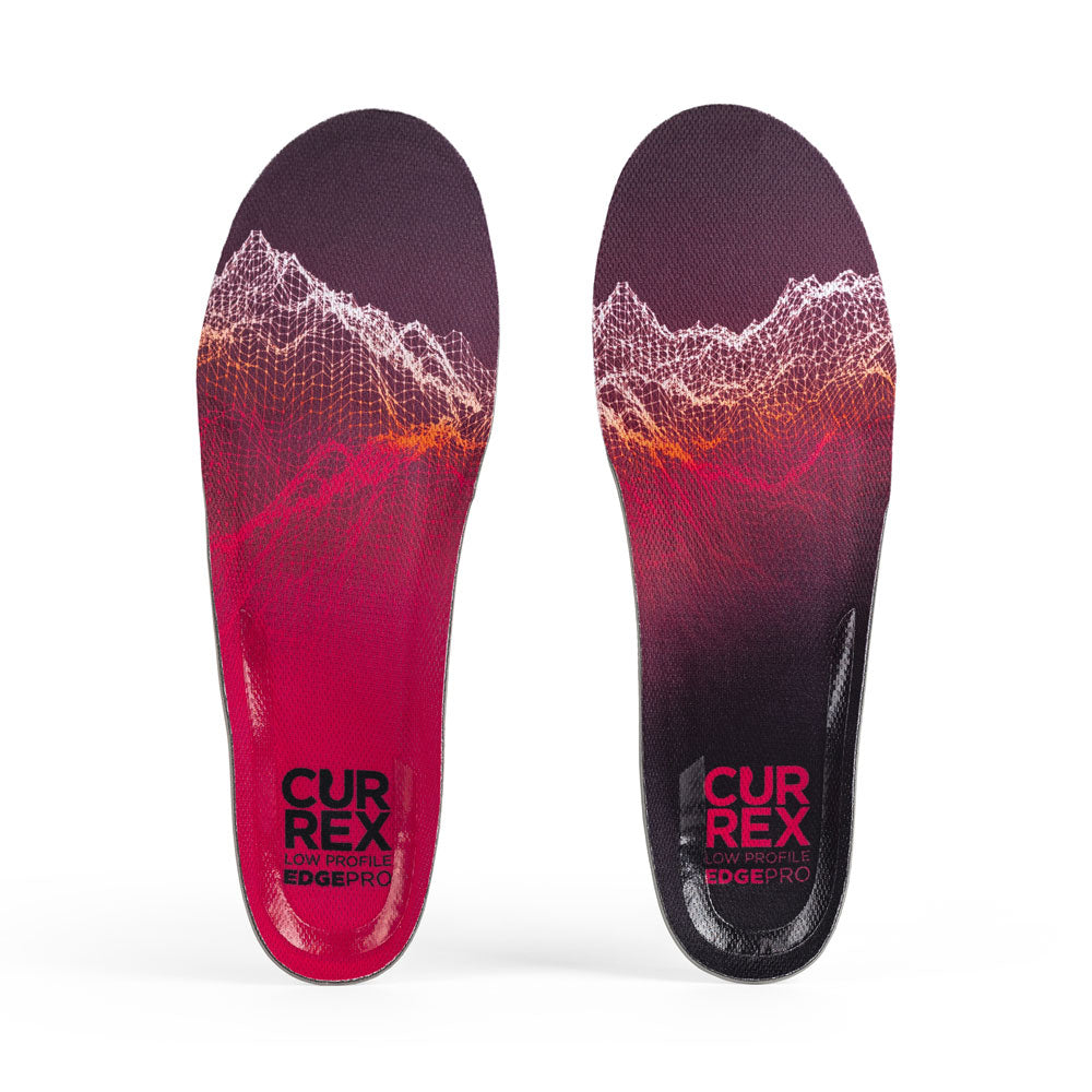 Top view of red colored EDGEPRO low profile pair of insoles #1-wahle-dein-profil_low