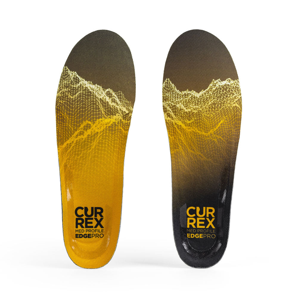 Top view of yellow colored EDGEPRO medium profile pair of insoles #1-wahle-dein-profil_med